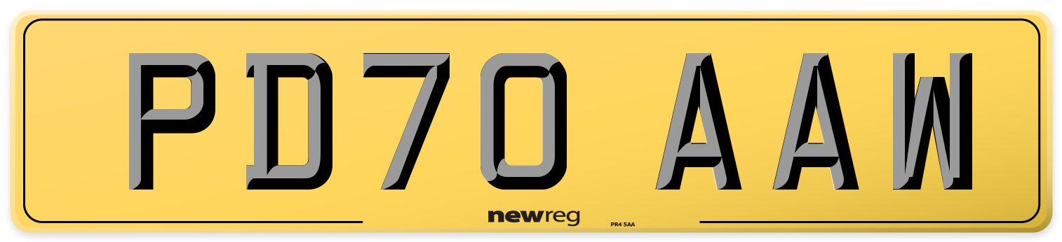 PD70 AAW Rear Number Plate