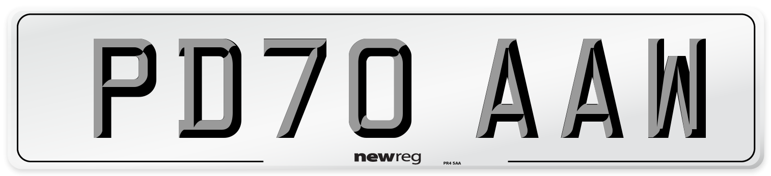 PD70 AAW Front Number Plate
