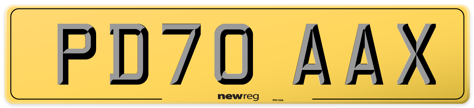 PD70 AAX Rear Number Plate