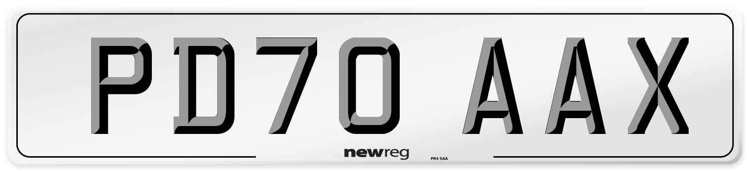 PD70 AAX Front Number Plate