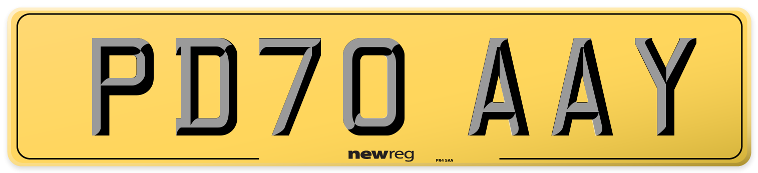 PD70 AAY Rear Number Plate