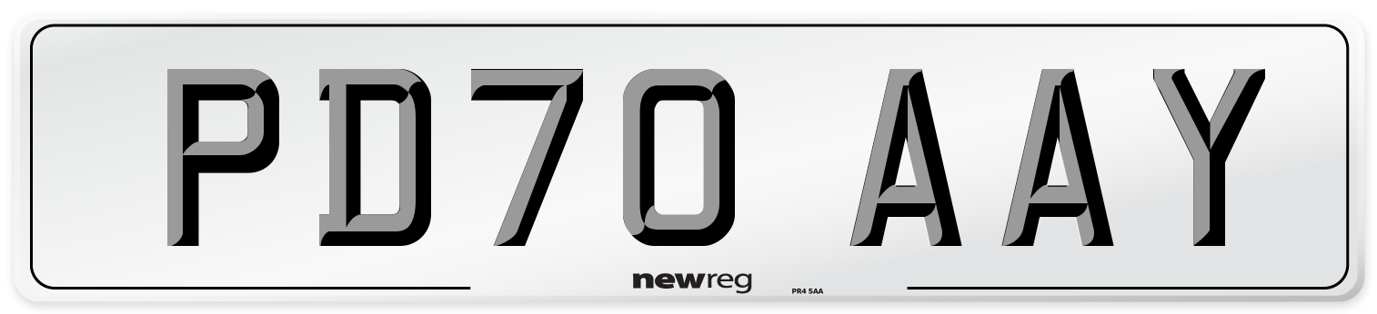PD70 AAY Front Number Plate