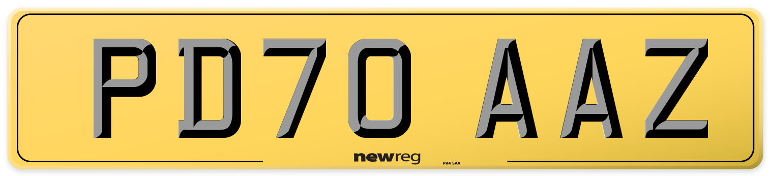PD70 AAZ Rear Number Plate