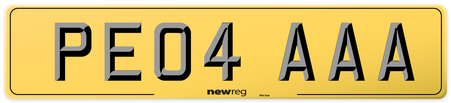 PE04 AAA Rear Number Plate