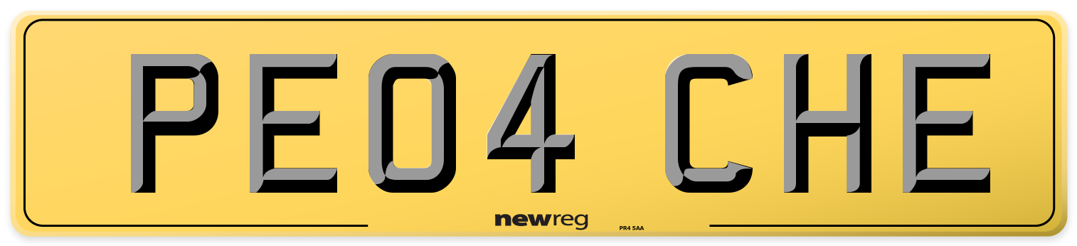 PE04 CHE Rear Number Plate