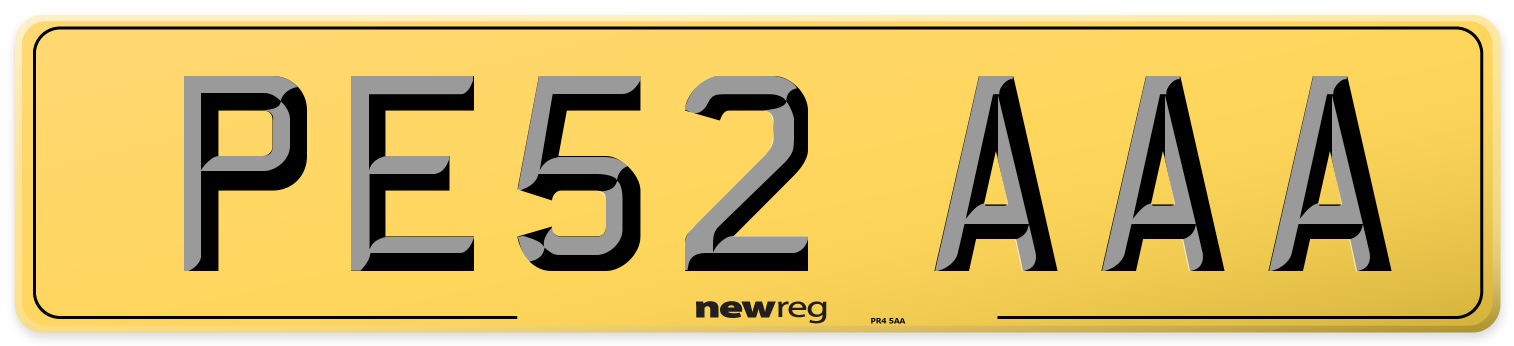 PE52 AAA Rear Number Plate
