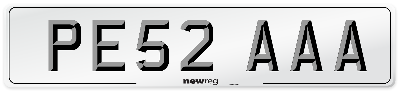 PE52 AAA Front Number Plate