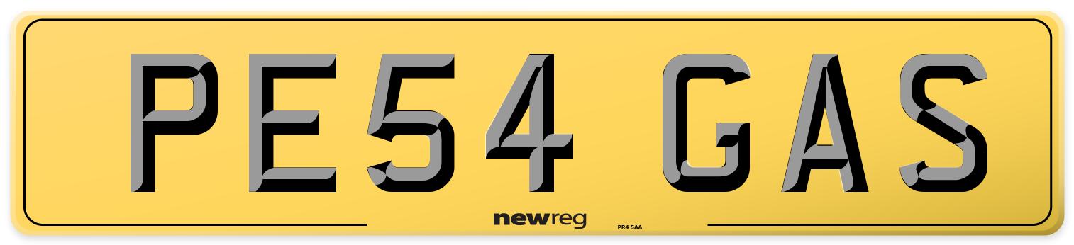 PE54 GAS Rear Number Plate
