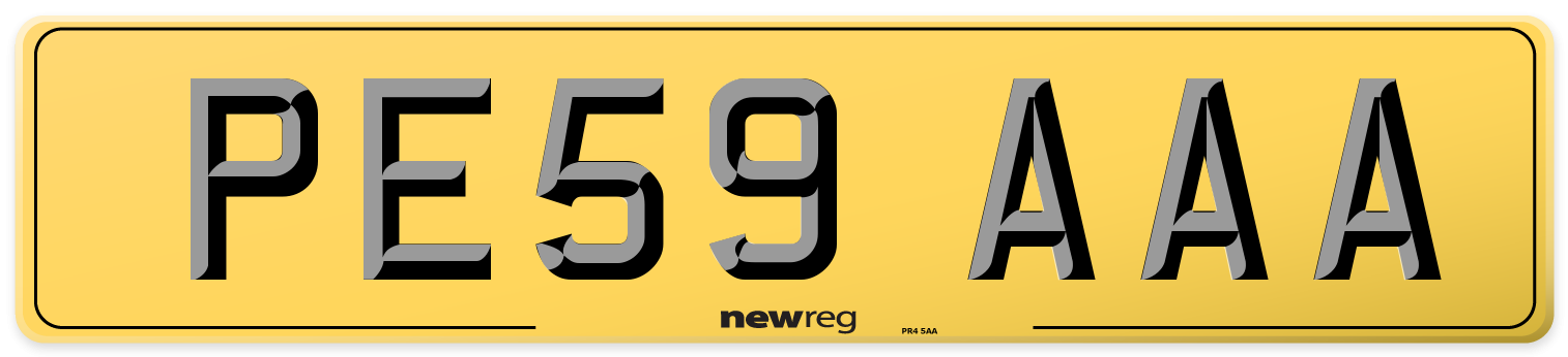 PE59 AAA Rear Number Plate