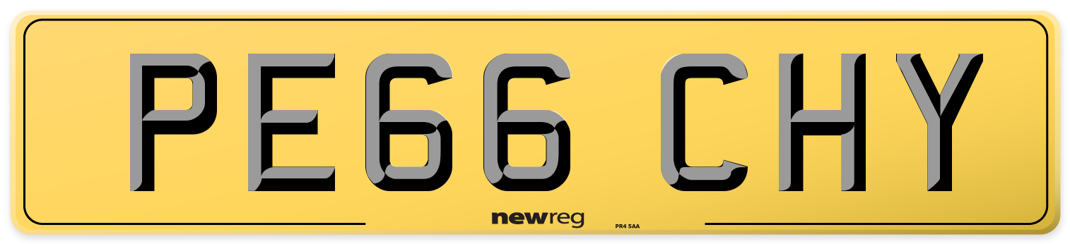 PE66 CHY Rear Number Plate