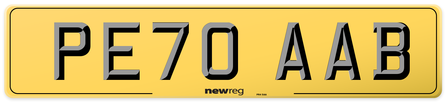 PE70 AAB Rear Number Plate