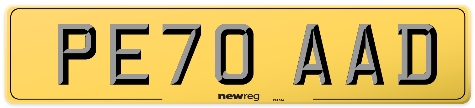 PE70 AAD Rear Number Plate