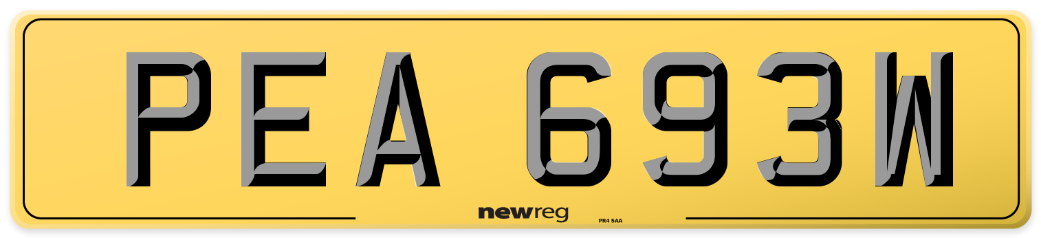PEA 693W Rear Number Plate