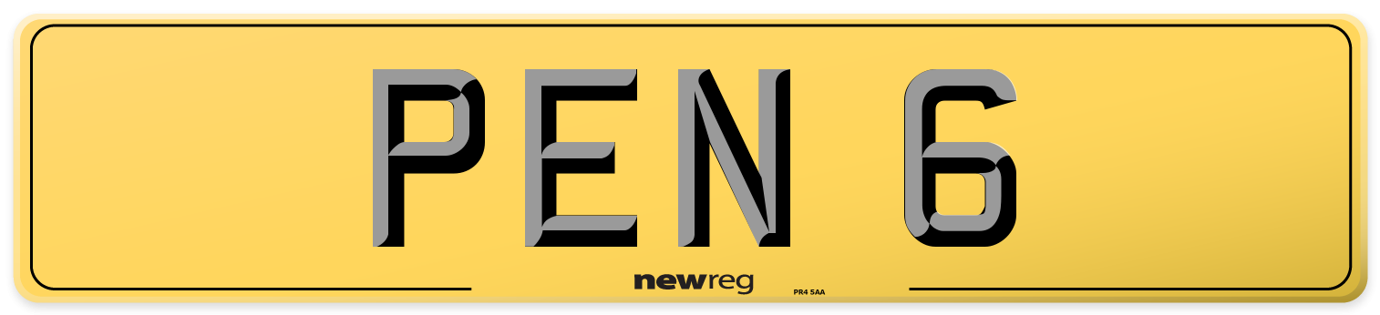 PEN 6 Rear Number Plate