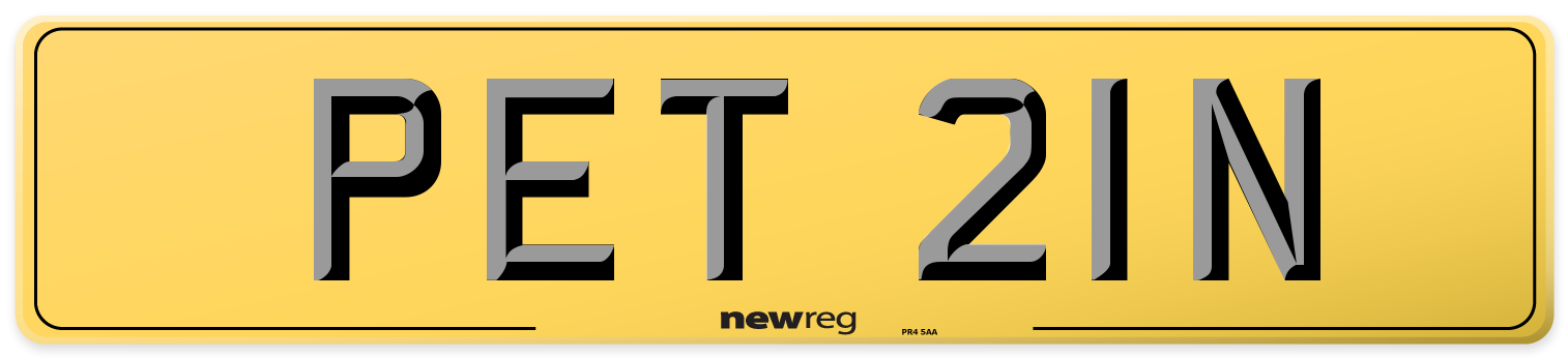 PET 21N Rear Number Plate