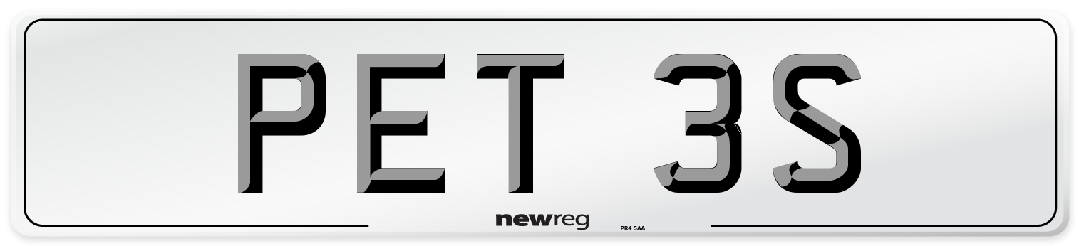 PET 3S Front Number Plate