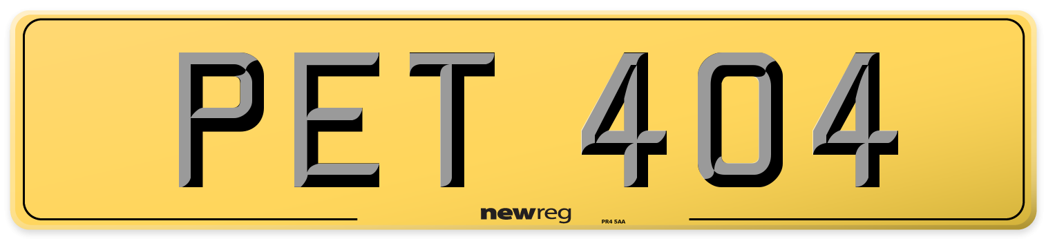 PET 404 Rear Number Plate
