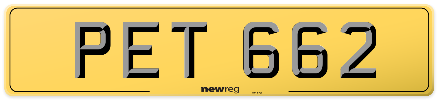 PET 662 Rear Number Plate