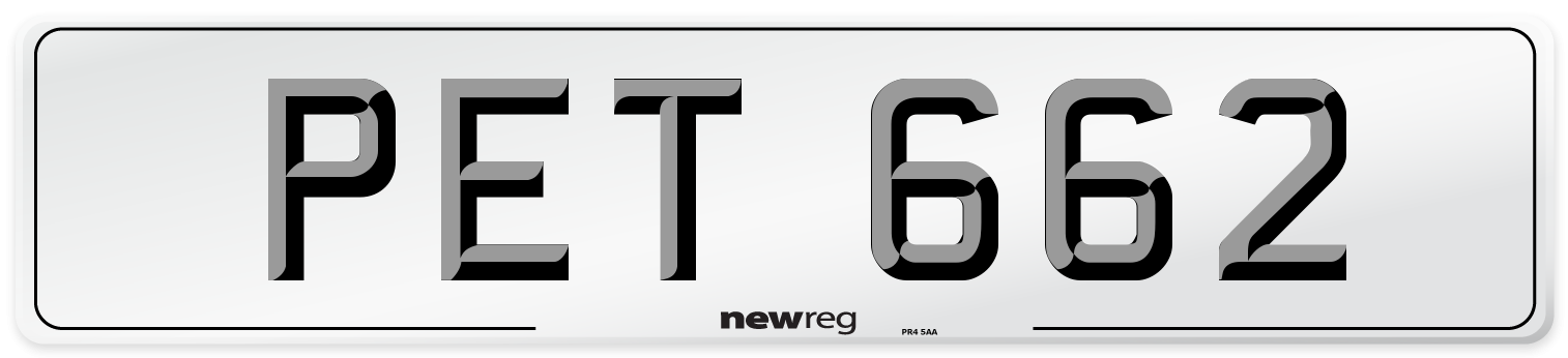 PET 662 Front Number Plate