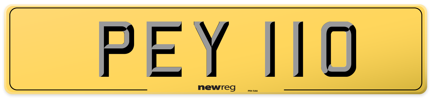 PEY 110 Rear Number Plate