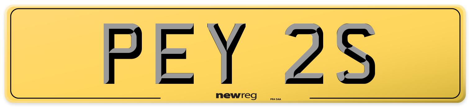 PEY 2S Rear Number Plate