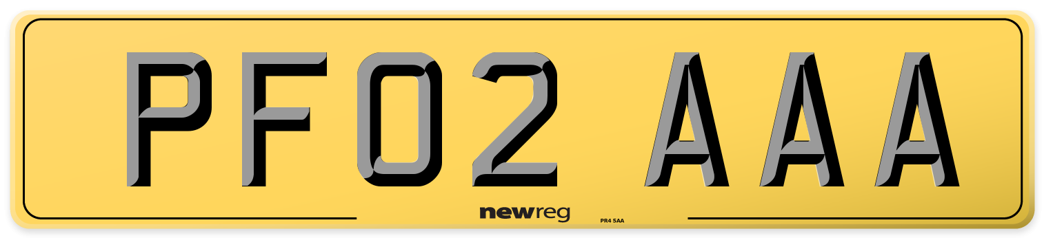 PF02 AAA Rear Number Plate