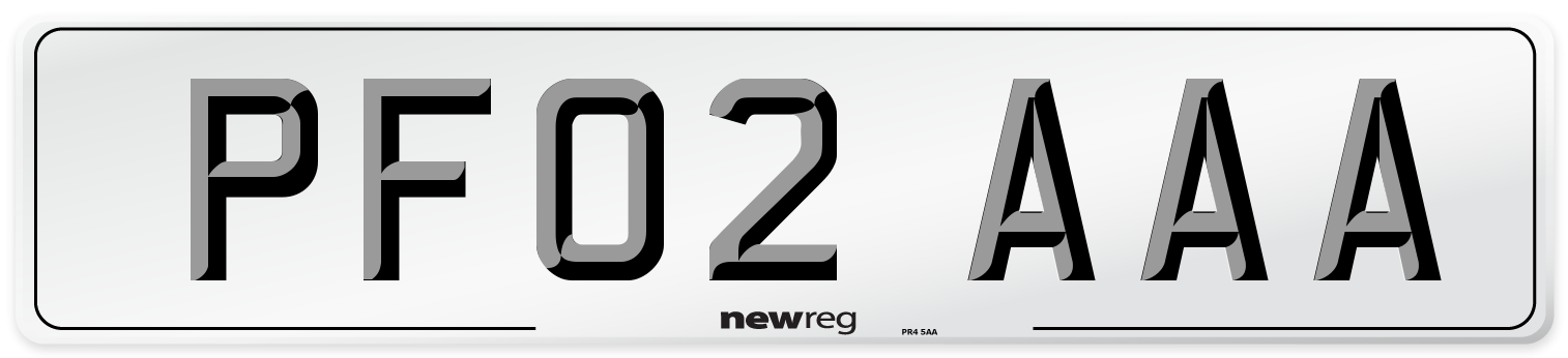 PF02 AAA Front Number Plate