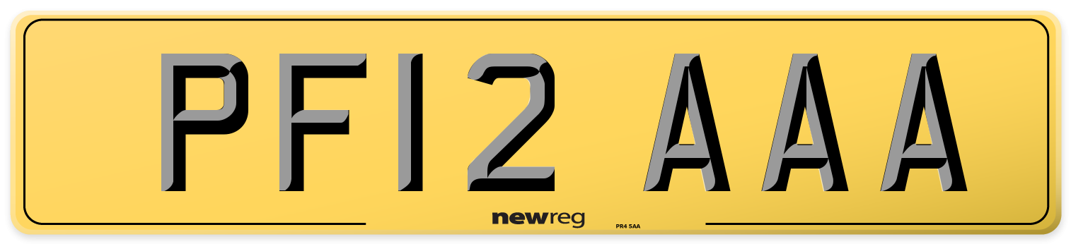 PF12 AAA Rear Number Plate