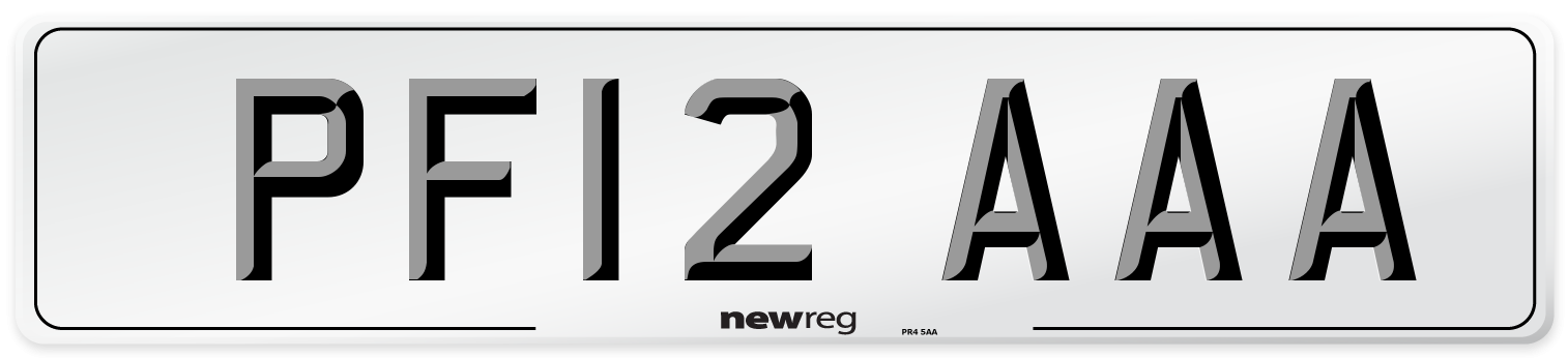 PF12 AAA Front Number Plate