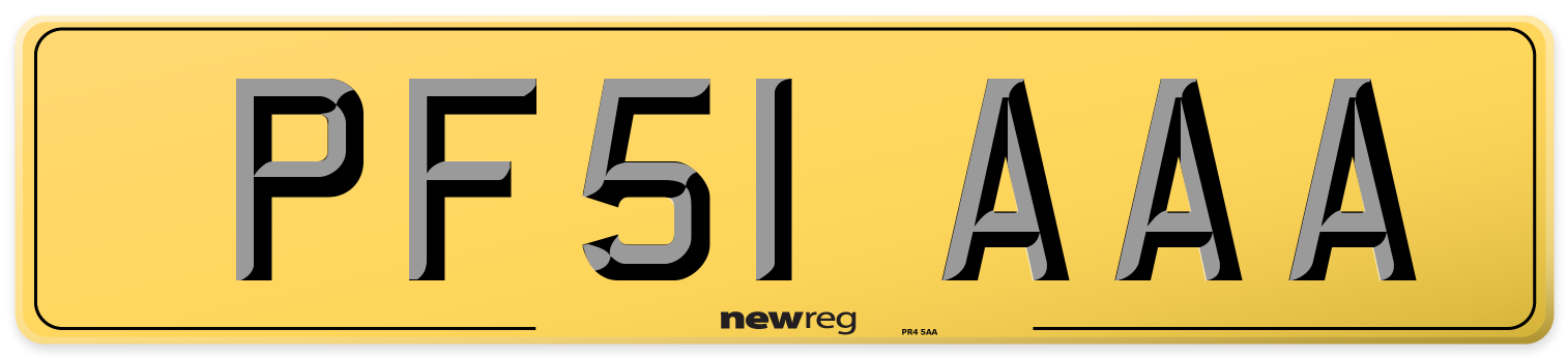 PF51 AAA Rear Number Plate