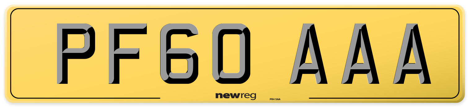 PF60 AAA Rear Number Plate