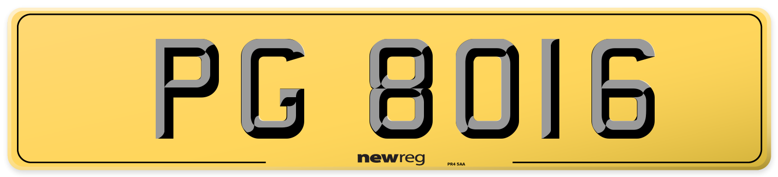 PG 8016 Rear Number Plate