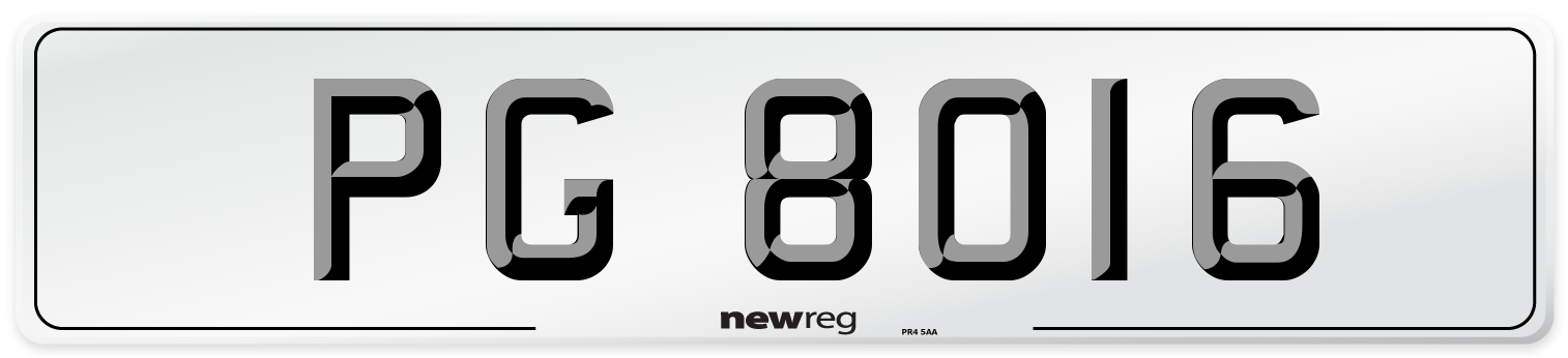 PG 8016 Front Number Plate