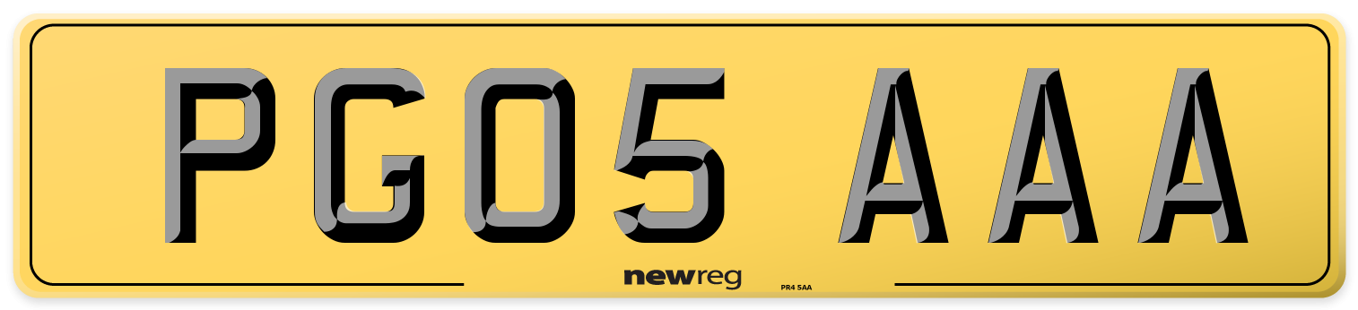 PG05 AAA Rear Number Plate