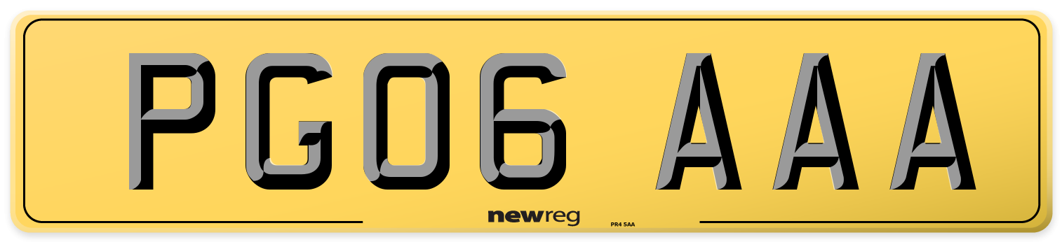 PG06 AAA Rear Number Plate