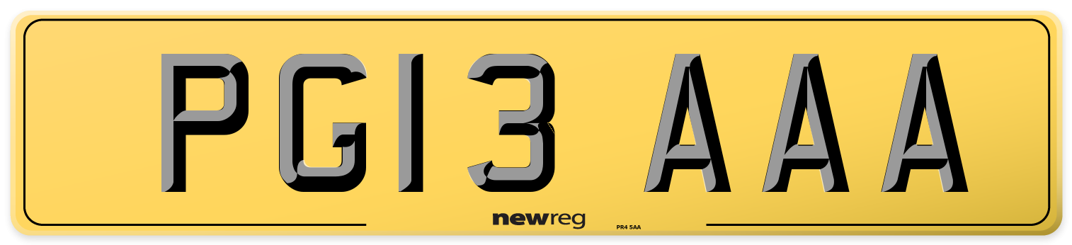 PG13 AAA Rear Number Plate