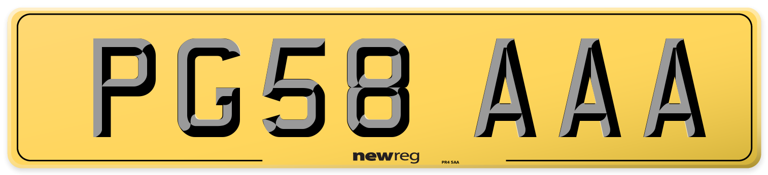 PG58 AAA Rear Number Plate