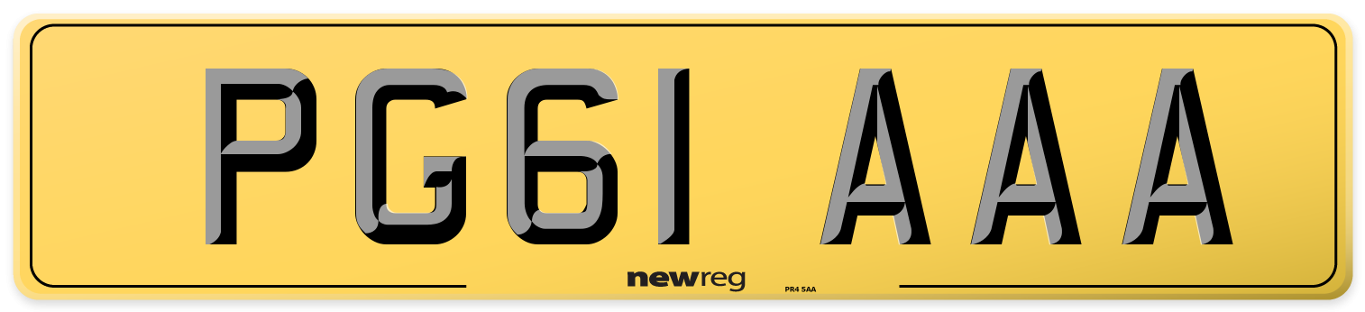 PG61 AAA Rear Number Plate