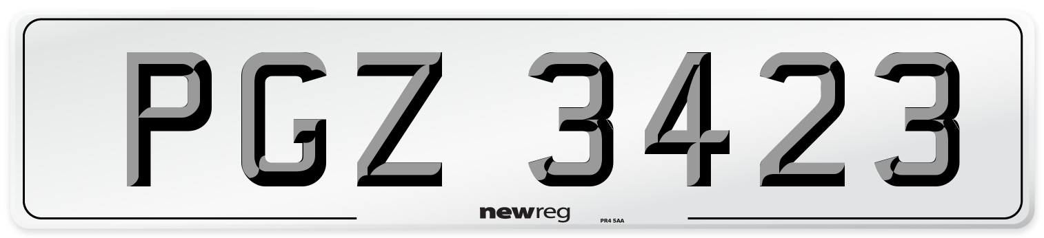 PGZ 3423 Front Number Plate