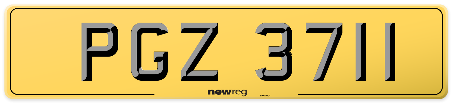 PGZ 3711 Rear Number Plate