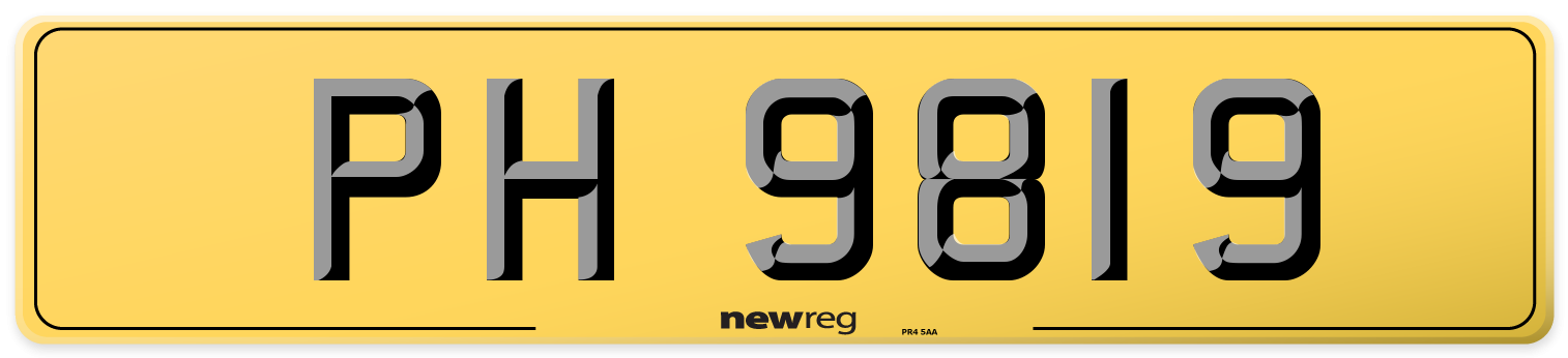 PH 9819 Rear Number Plate