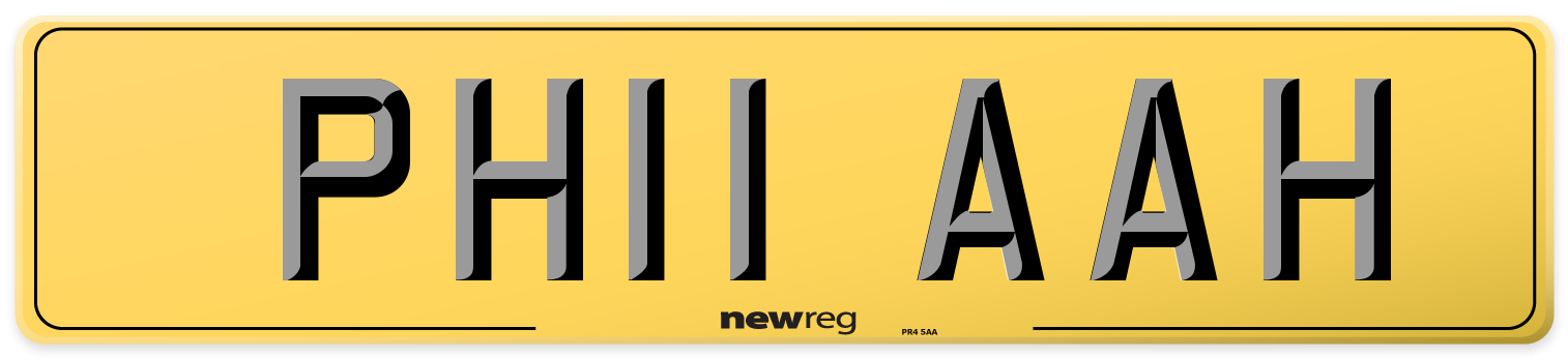 PH11 AAH Rear Number Plate