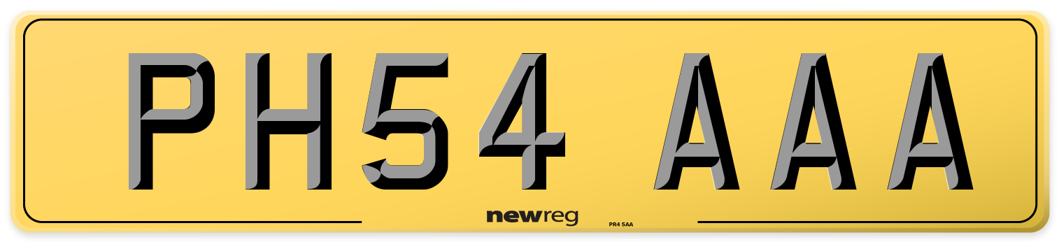 PH54 AAA Rear Number Plate