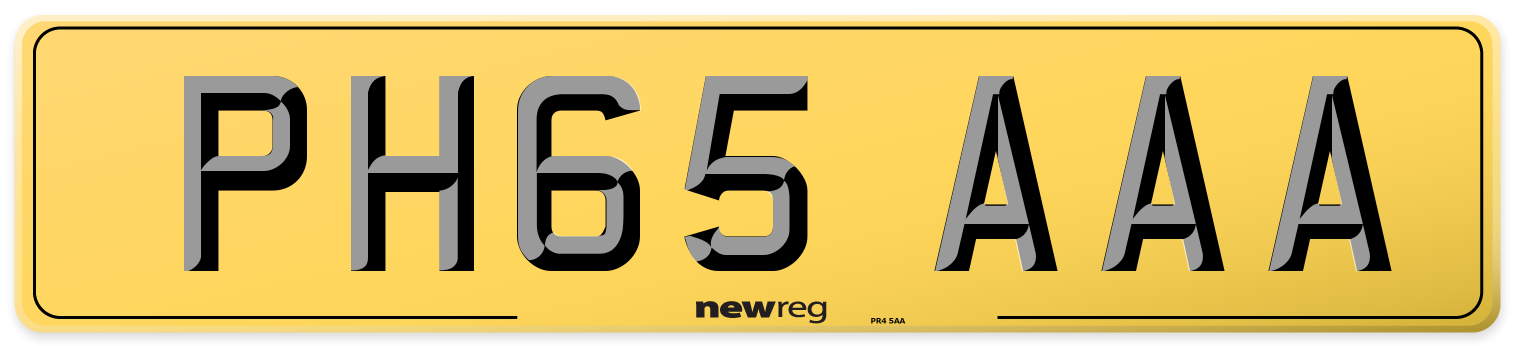 PH65 AAA Rear Number Plate