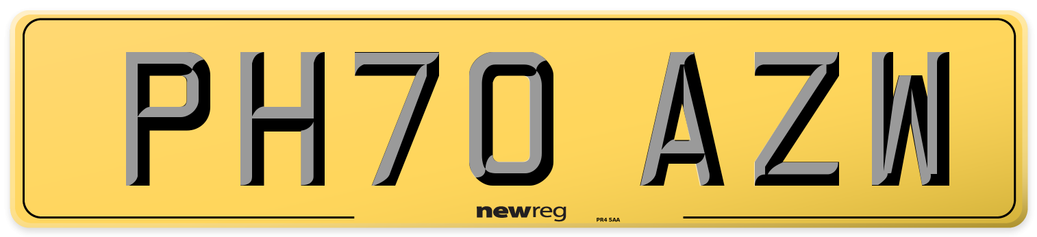PH70 AZW Rear Number Plate