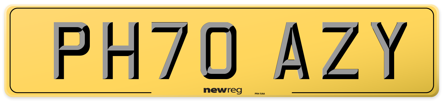 PH70 AZY Rear Number Plate