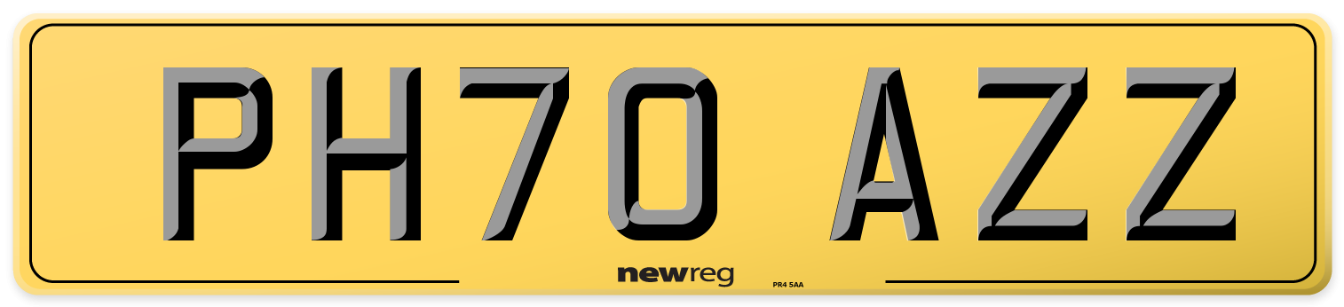 PH70 AZZ Rear Number Plate