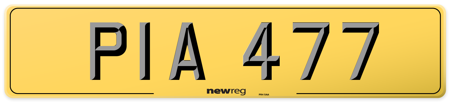 PIA 477 Rear Number Plate