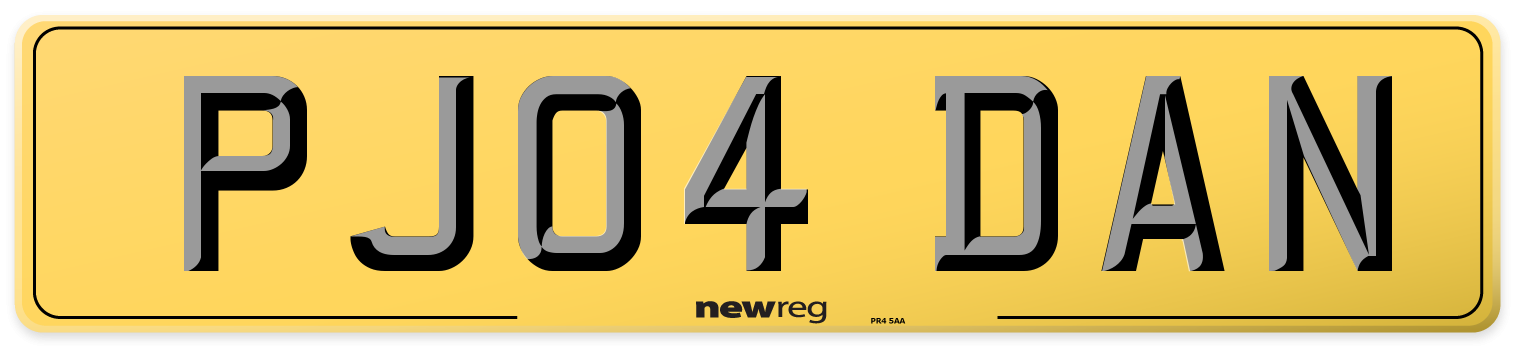 PJ04 DAN Rear Number Plate
