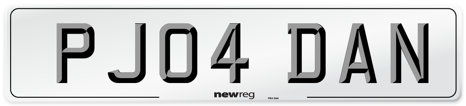 PJ04 DAN Front Number Plate